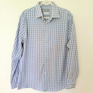 Michael Kors Mens Check Plaid Regular Fit Airsoft Stretch Non Iron Shirt Sz L
